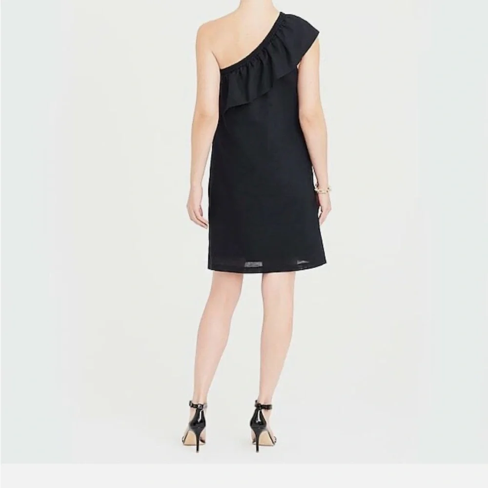 One-Shoulder Black Ruffle Shift Dress - Picture 2 of 3